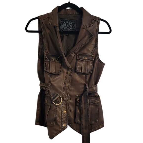 LAST KISS | Brown Wood Vintage Vest Jacket - Picture 2 of 10